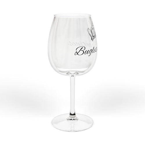12oz Engraved Rose Wine Glass — "Bugles & Brown" Script Stemware