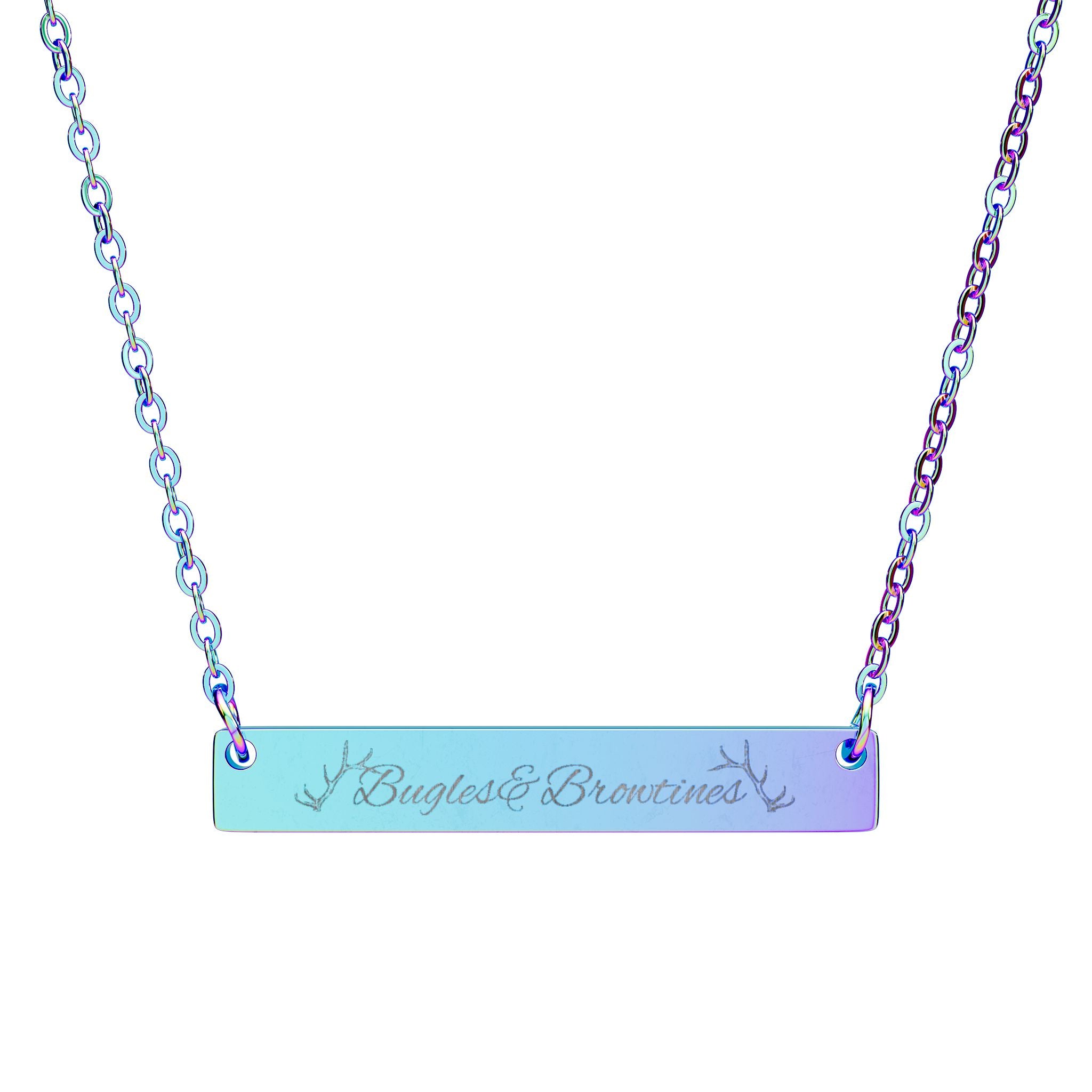 Engravable Horizontal Bar Necklace — Personalized Name & Message Pendant