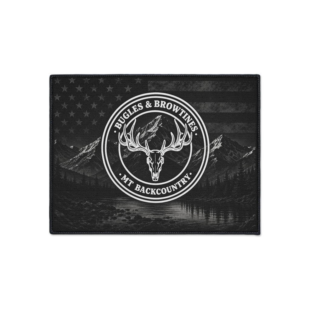 Heavy-Duty Floor Mat — Rustic MT Backcountry Deer Skull Entrance Rug