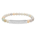 Engravable Natural Stone Bead Bracelet — Custom Bar Stretch Bracelet