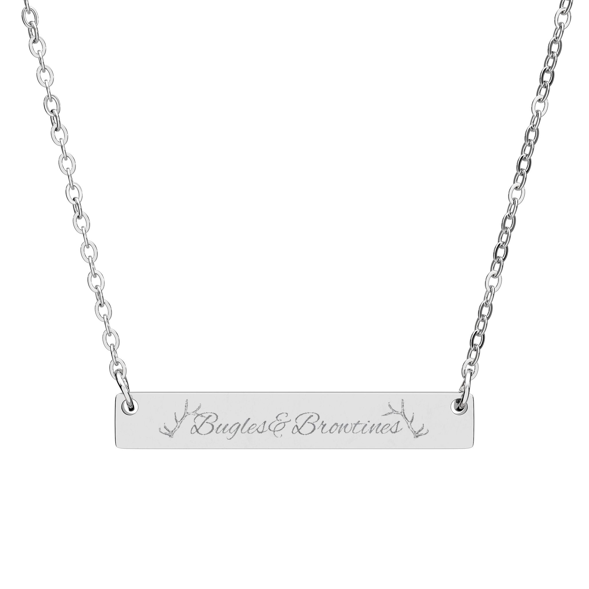 Engravable Horizontal Bar Necklace — Personalized Name & Message Pendant