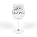 12oz Engraved Rose Wine Glass — "Bugles & Brown" Script Stemware