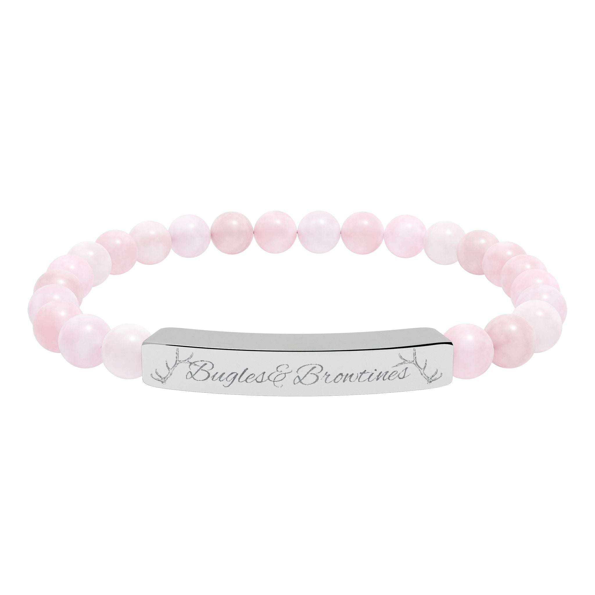 Engravable Natural Stone Bead Bracelet — Custom Bar Stretch Bracelet